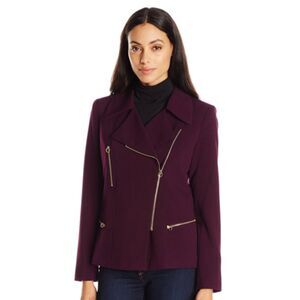 Calvin Klein Women's Size 10 Purple Asymmetrical Zip Jacket Blazer Long Sleeve